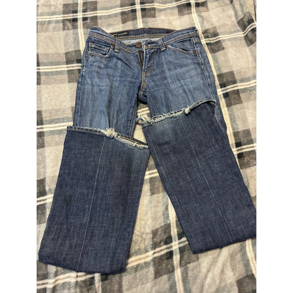 Citizens Of Humanity Distressed Blue Boot Cut Jeans